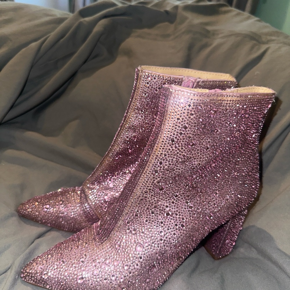 Betsey Johnson’s Sparkling Pink Ankle Boots